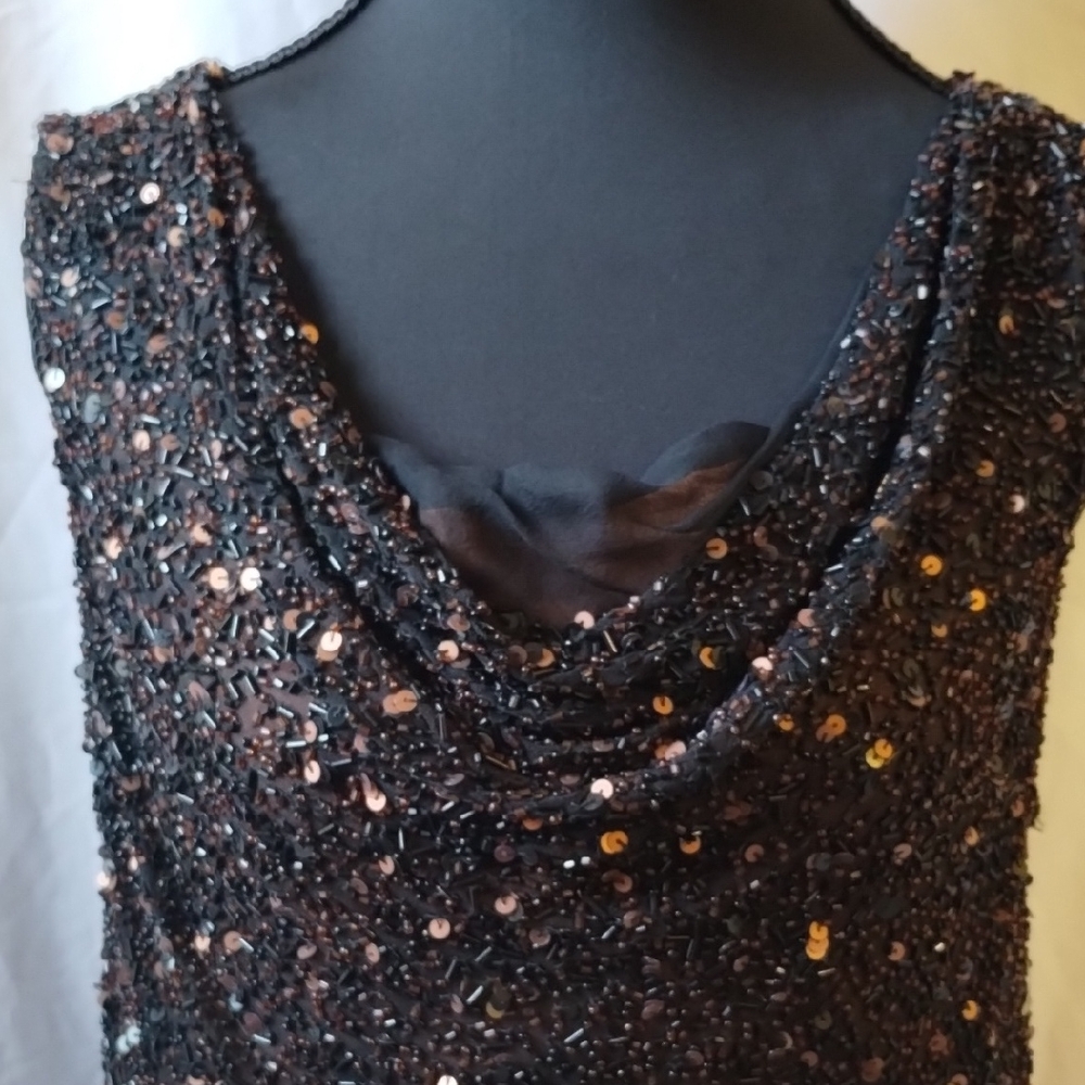 Elegant Black and Brown Sequin Blouse.